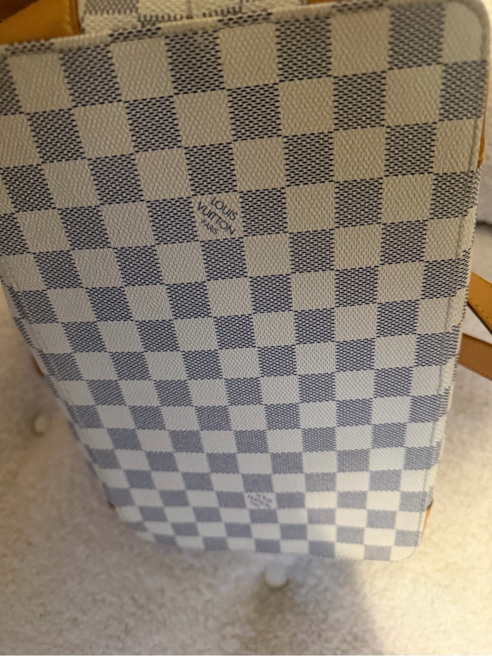 Louis Vuitton Damier Azur Canvas Tote with Tan Leather Trim - Picture 4 of 5